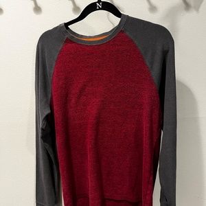 Urban Pipeline. Men's Long Sleeve Tee. Red and gray.